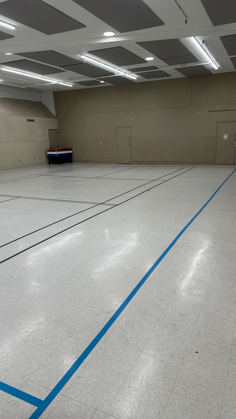 BEFORE - Gym floor stripping and polishing